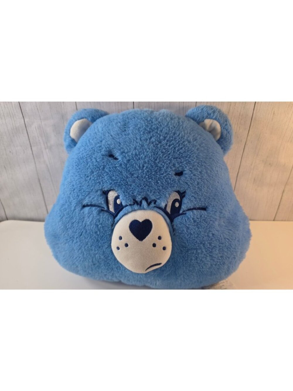 CARE BEARS GRUMPY BEAR PLUSH HEAD PILLOW DECOR SQUISHY BLUE FACE CUSHION